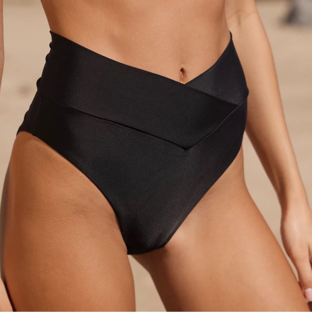 Aerie High-Waist V-Cut Black Cheeky Bikini Bottom